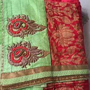 Red Saree Green Border