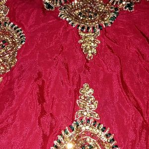 Maroon Colour Chiffon Heavy Partywear Suit