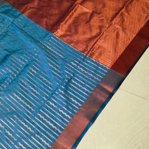 Multi colour Banaras silk Copper Design saree