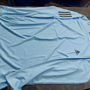 ADDIDAS SKY BLUE FULL SLIVES SPORTS TSHIRT