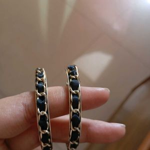 Black And Gold Hoop Earrings