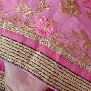 Beautiful Pink Golden Touch Sari