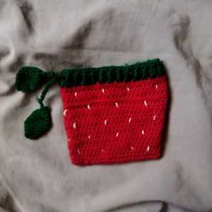 Crochet Strawberry pouch