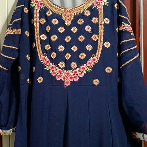 Navy Blue Georgette Frock Suit