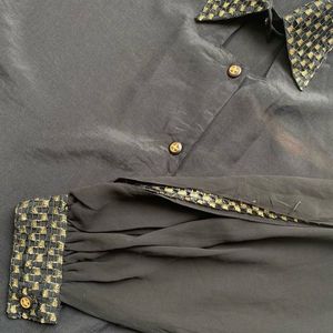 Black Shirt with quilt detail on sleeve