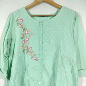 Srishti Green Round Neck Kurta (Women's)