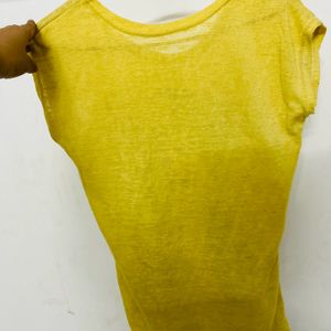 Yellow Casual Tshirt For Summers