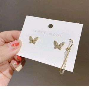 Korean earrings With Chain Cuff