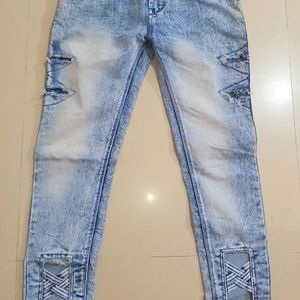 Blue Washed Jeans For Women