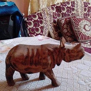 One Horn Rhino Wood