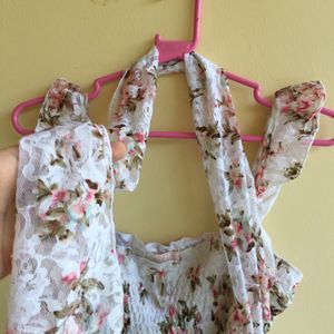 Cottage Core Floral Ruffle Top