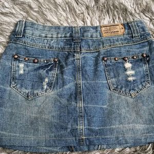 Y2k Vintage Denim Studded Patchwork Skirt