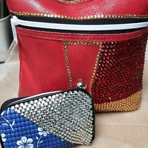 Custom Made Stone Studded Handbag And Purse