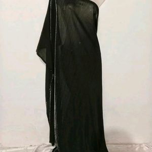 Black Acrylic Shiny Fabric Saree