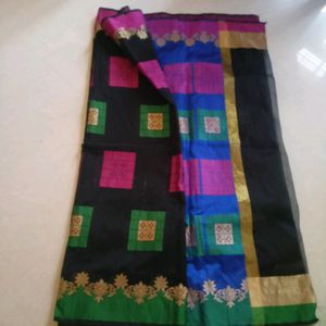 💐elegant Saree💐Black Ganga Jamuna Border