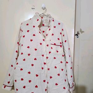 RED HEART BEIGE NIGHTSHIRT