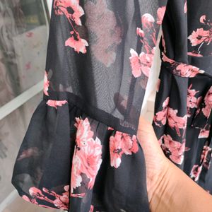 A Line Georgette Floral Midi