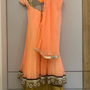 Traditional Floral Net Anarkali Set