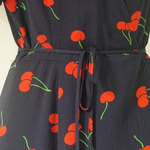 Cherry Print Wrap Dress