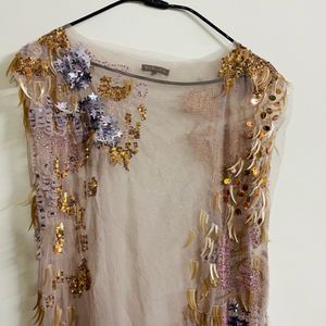 Women Embellished Dress In Net/coverup