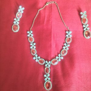 White Orange Nacklace And Earings Set
