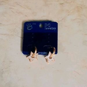 Small Star Shape Earrings For Girls (Golden Brown)