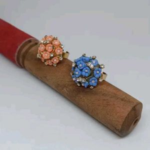 Combo Of 2 Cocktail Flower Adjustable Rings