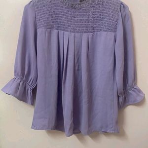 Lavender Top With Beaded Details On Neckline