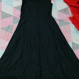 Black Anarkali Kurta With Red Shrug