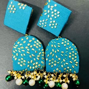 2 Pair Combo Fabric Fancy Long Size Earrings