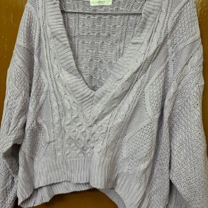 Korean Lavender Cropped Sweater