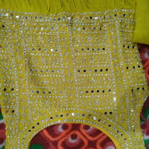 Mirror Work Nyracut Kurti Sharara With Net Duppatt