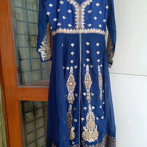 Astonishing Navy blue and Pink Anarkali kurta an