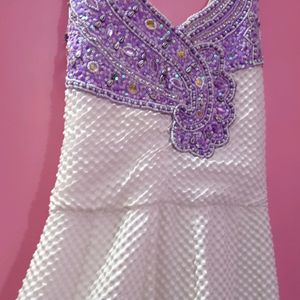 Purple-white Backless Mini Dress
