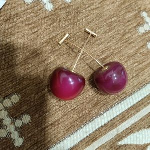 Korean Red Cherry Earings