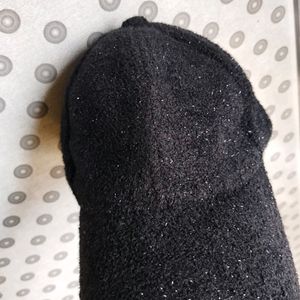 Black Velvet Glitter Cap