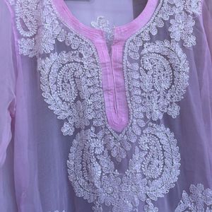 Pink Chikankari Kurti