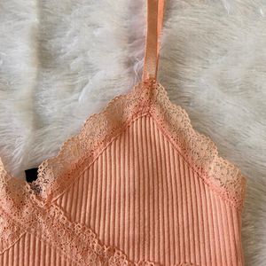 H&M Lace Ribbed Top