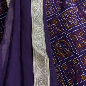 Purple Colour Bandhni Lehenga And Duppatta