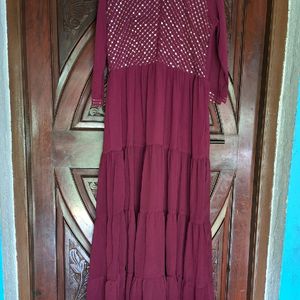 Anarkali Gown In Marron Marroncolor