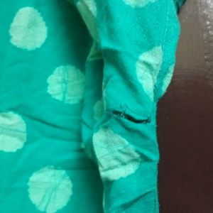 Sea Green Bathik Print Cotton Kurta