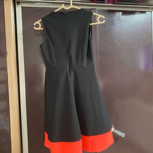 Black And Red Strip Flared Dress