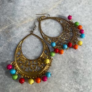 Set Of 2- Long Round Earrings