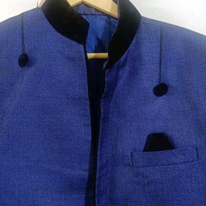 Navy Blue Blazer With BLACK Colour Design