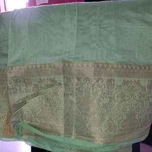 Best Cotton Line Green Saree