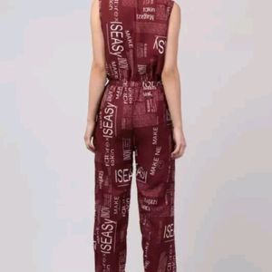 Women Newspaper Print Jumpsuit