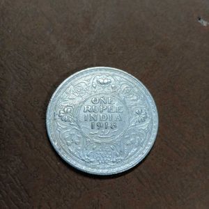 Very Rare 1918 Pure Silver 1rupee Coin