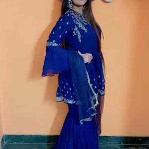 PADDED ROYAL BLUE SHARARA 3 PIECE SET