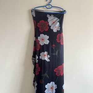 Newme Asia Tube Maxi Bodycon Black Floral Dress