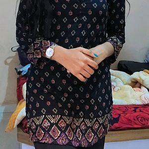 Black Printed Kurta